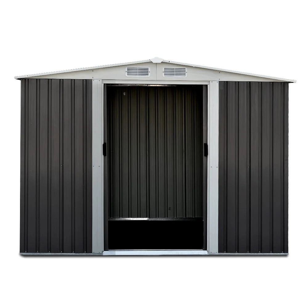 Steel Garden Shed 2.05x2.57m with Roof Grey - Garden