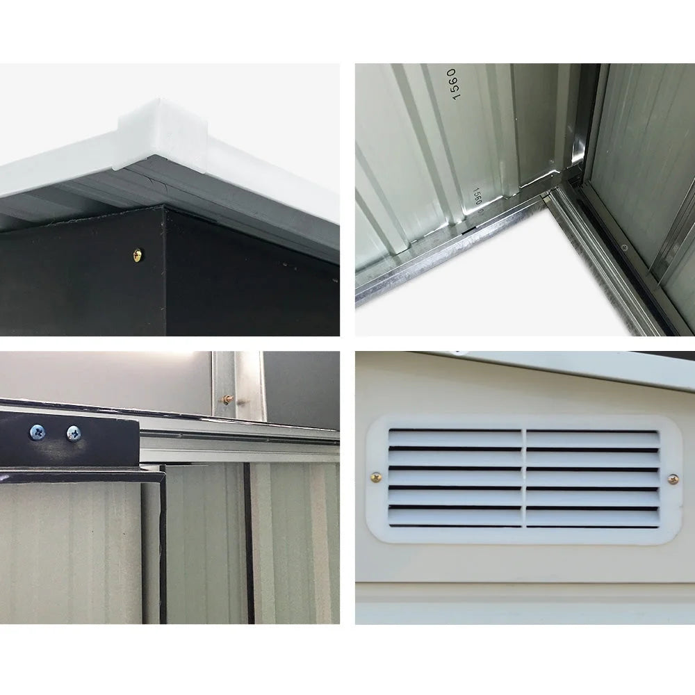 Steel Garden Shed 2.05x2.57m with Roof Grey - Garden