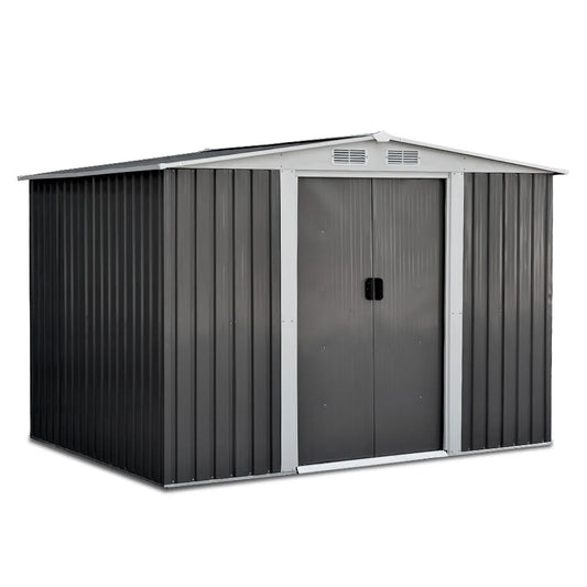Steel Garden Shed 2.05x2.57m with Roof Grey - Garden