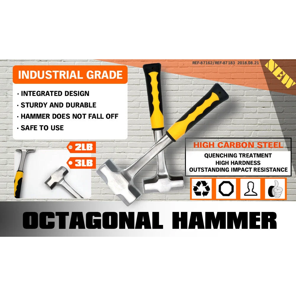 Steel Hammer Set 2LB + 3LB Double Octagonal Solid Forged