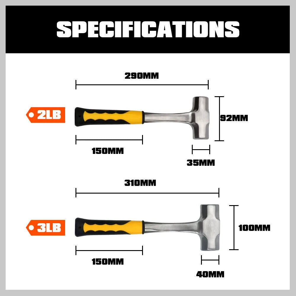 Steel Hammer Set 2LB + 3LB Double Octagonal Solid Forged