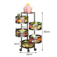 Steel Round Rotating Kitchen Cart 5 Tier Multi-Functional Shelves Portable Storage Organizer with Wheels