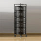 Steel Round Rotating Kitchen Cart 5 Tier Multi-Functional Shelves Portable Storage Organizer with Wheels
