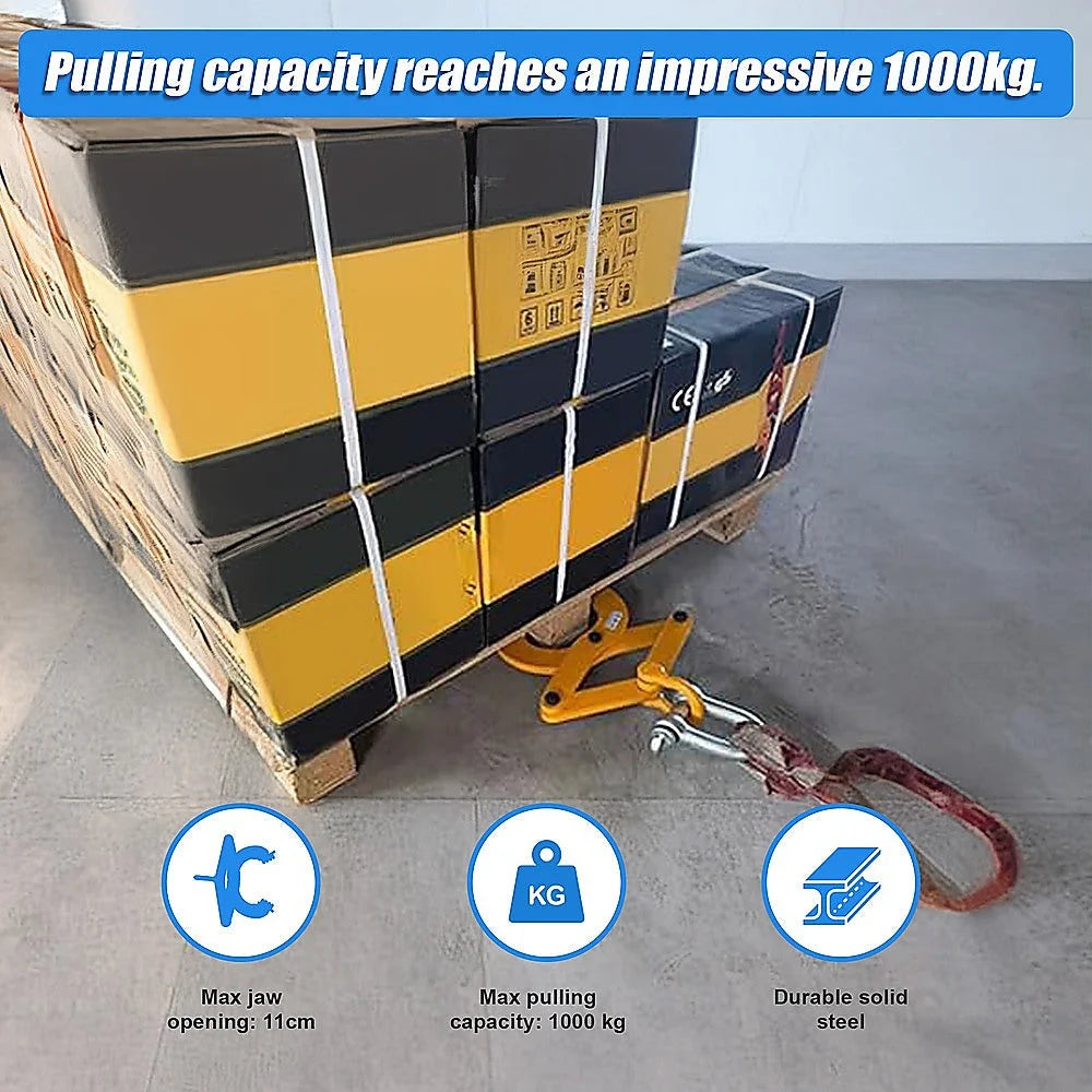 Steel Single Scissor Pallet Puller Clamp - 1 Ton Capacity