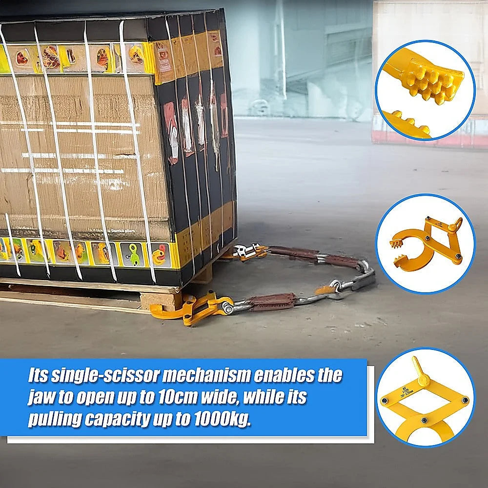 Steel Single Scissor Pallet Puller Clamp - 1 Ton Capacity