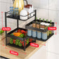 Steel Square Rotating Kitchen Cart 2 Tier Multi-Functional Shelves Portable Storage Organizer with Wheels