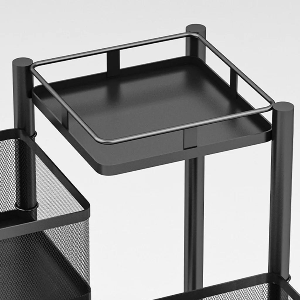 Steel Square Rotating Kitchen Cart 5 Tier Multi-Functional Shelves Portable Storage Organizer with Wheels