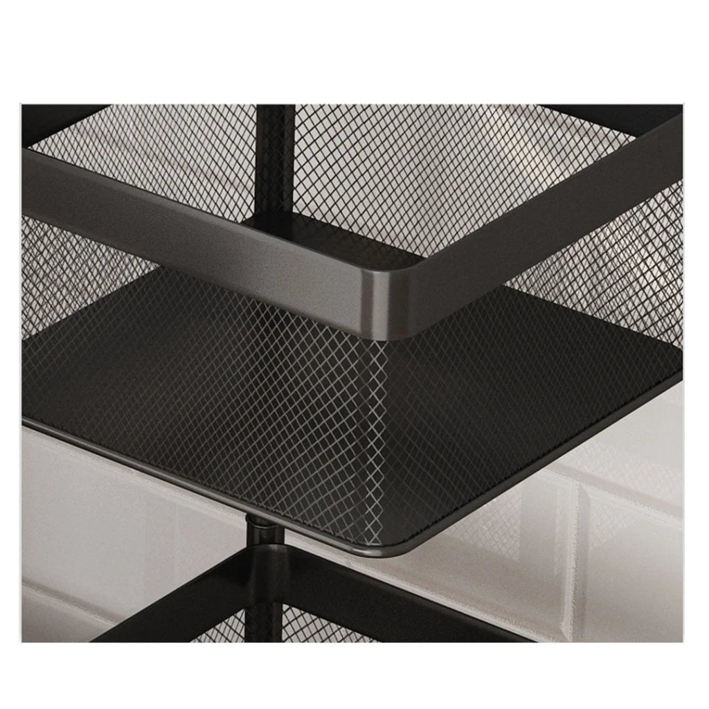 Steel Square Rotating Kitchen Cart 5 Tier Multi-Functional Shelves Portable Storage Organizer with Wheels