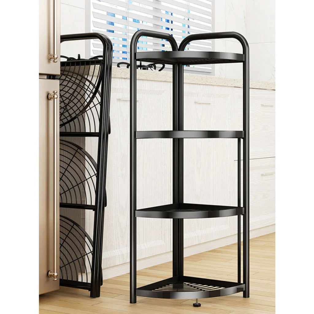 Steel Triangular Corner Stand 2X 4 Tier Multi-Functional Shelves Portable Storage Organizer