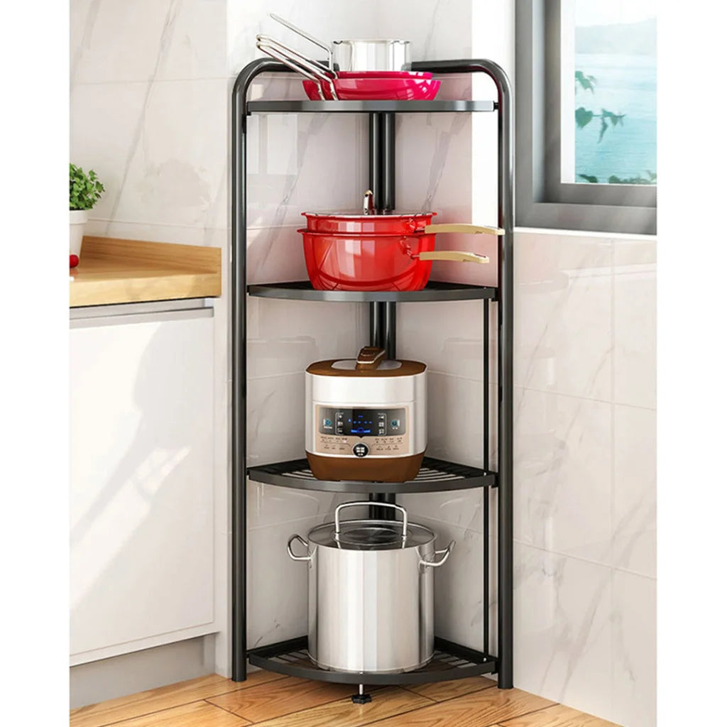Steel Triangular Corner Stand 2X 4 Tier Multi-Functional Shelves Portable Storage Organizer