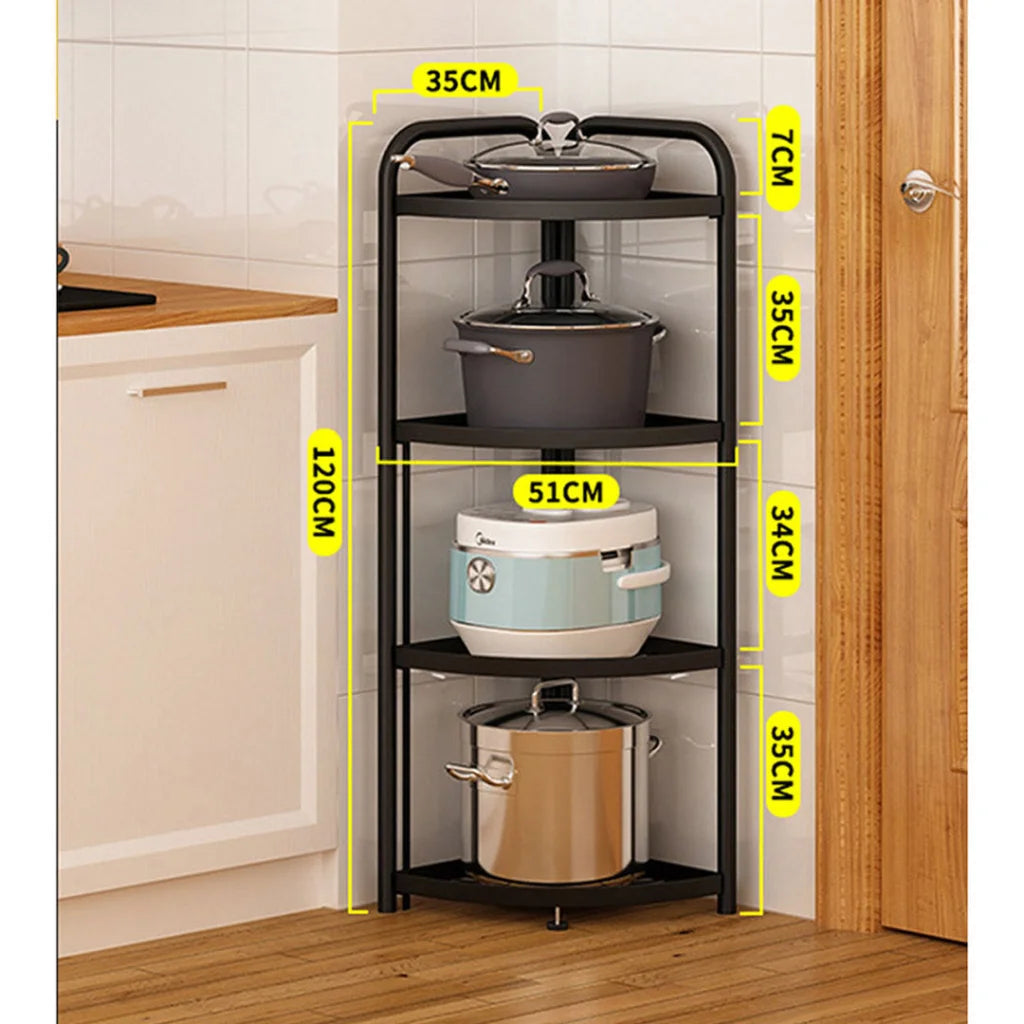 Steel Triangular Corner Stand 2X 4 Tier Multi-Functional Shelves Portable Storage Organizer