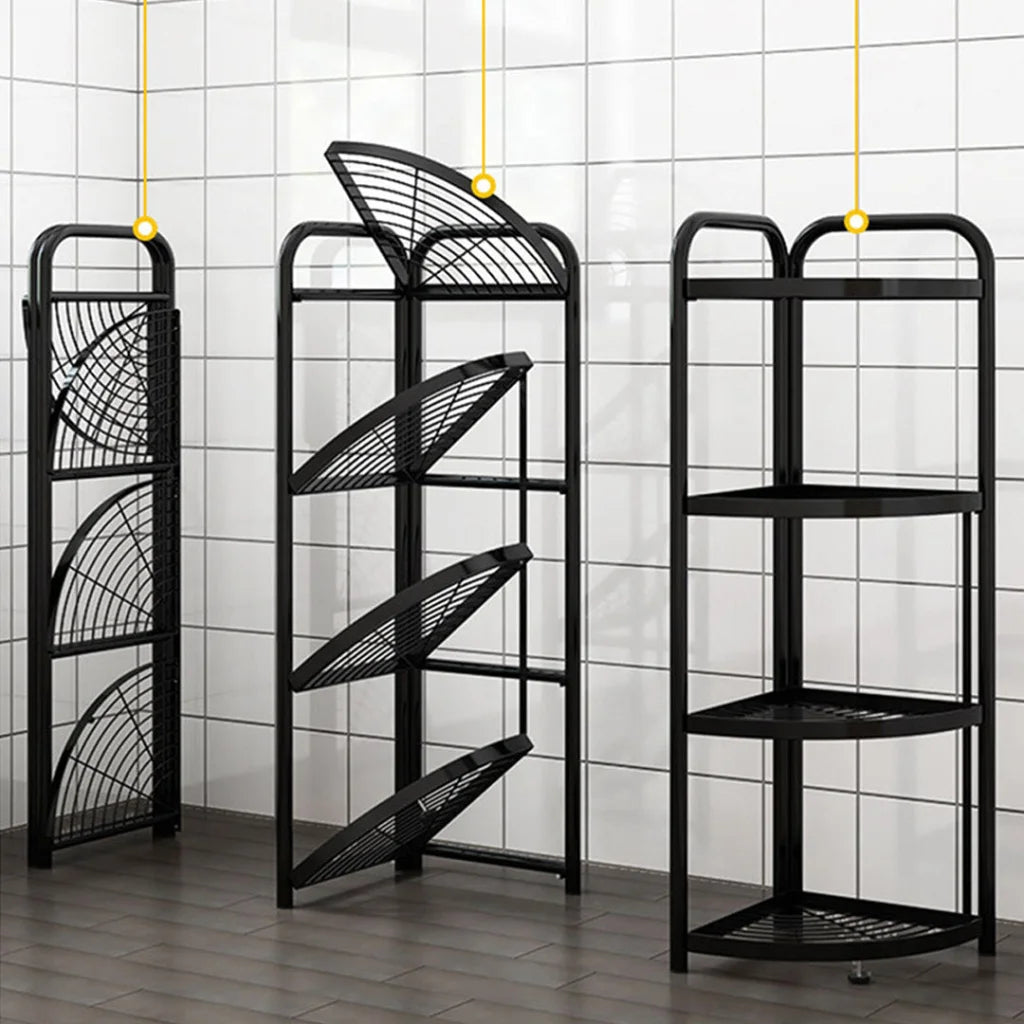 Steel Triangular Corner Stand 2X 4 Tier Multi-Functional Shelves Portable Storage Organizer