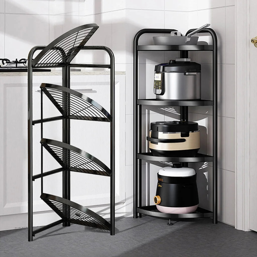Steel Triangular Corner Stand 2X 4 Tier Multi-Functional Shelves Portable Storage Organizer