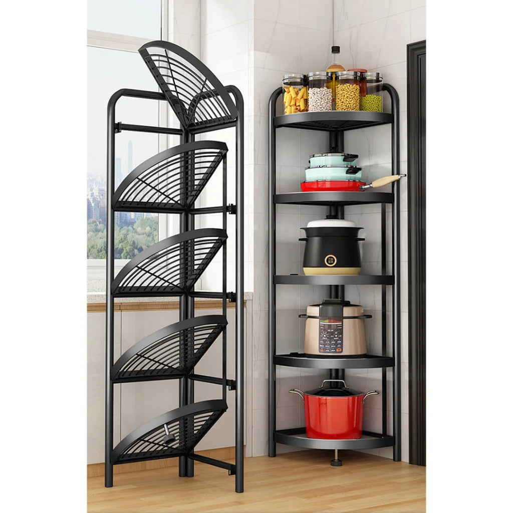 Steel Triangular Corner Stand 2X 5 Tier Multi-Functional Shelves Portable Storage Organizer