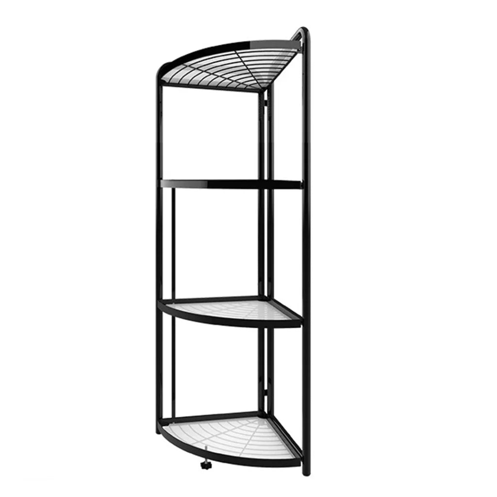 Steel Triangular Corner Stand 4 Tier Multi-Functional Shelves Portable Storage Organizer