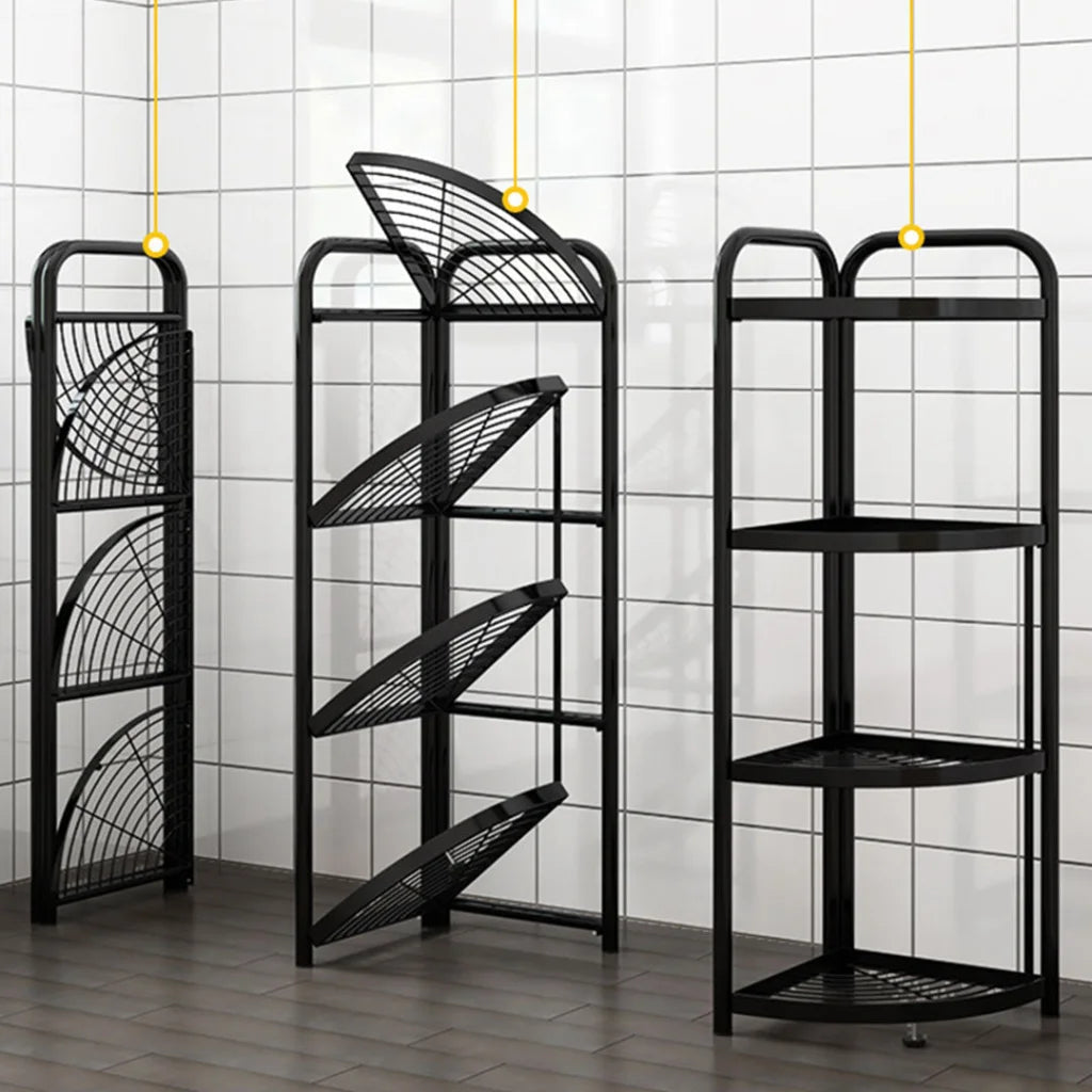 Steel Triangular Corner Stand 4 Tier Multi-Functional Shelves Portable Storage Organizer
