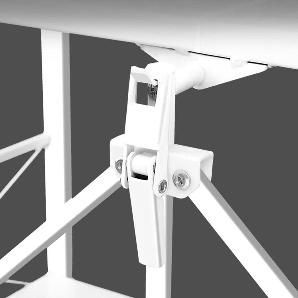 Steel White Foldable Display Stand 4 Tier Multi-Functional Shelves Portable Storage Organizer with Wheels