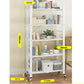 Steel White Foldable Display Stand 5 Tier Multi-Functional Shelves Portable Storage Organizer with Wheels