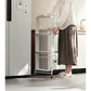 Steel White Foldable Kitchen Cart 3 Tier Multi-Functional Shelves Portable Storage Organizer with Wheels