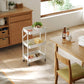 Steel White Foldable Kitchen Cart 3 Tier Multi-Functional Shelves Portable Storage Organizer with Wheels