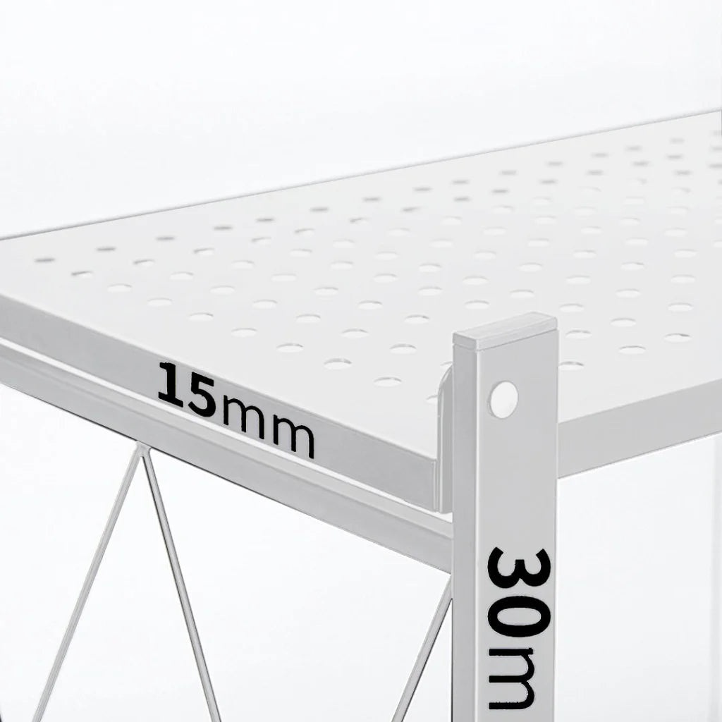 Steel White Foldable Kitchen Cart 4 Tier Multi-Functional Shelves Portable Storage Organizer with Wheels