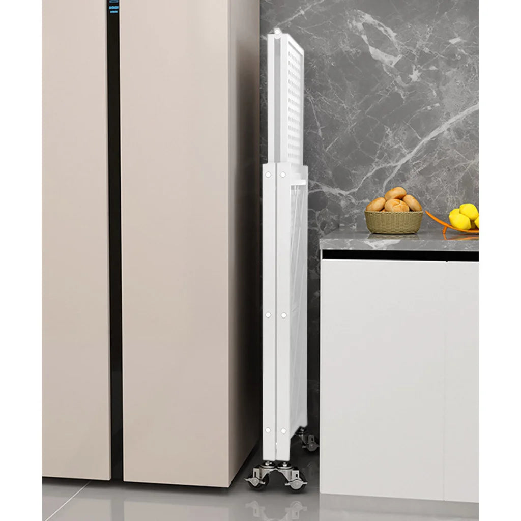 Steel White Foldable Kitchen Cart 4 Tier Multi-Functional Shelves Portable Storage Organizer with Wheels
