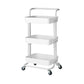 Steel White Movable Kitchen Cart 3 Tier Multi-Functional Shelves Portable Storage Organizer with Wheels