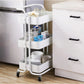 Steel White Movable Kitchen Cart 3 Tier Multi-Functional Shelves Portable Storage Organizer with Wheels