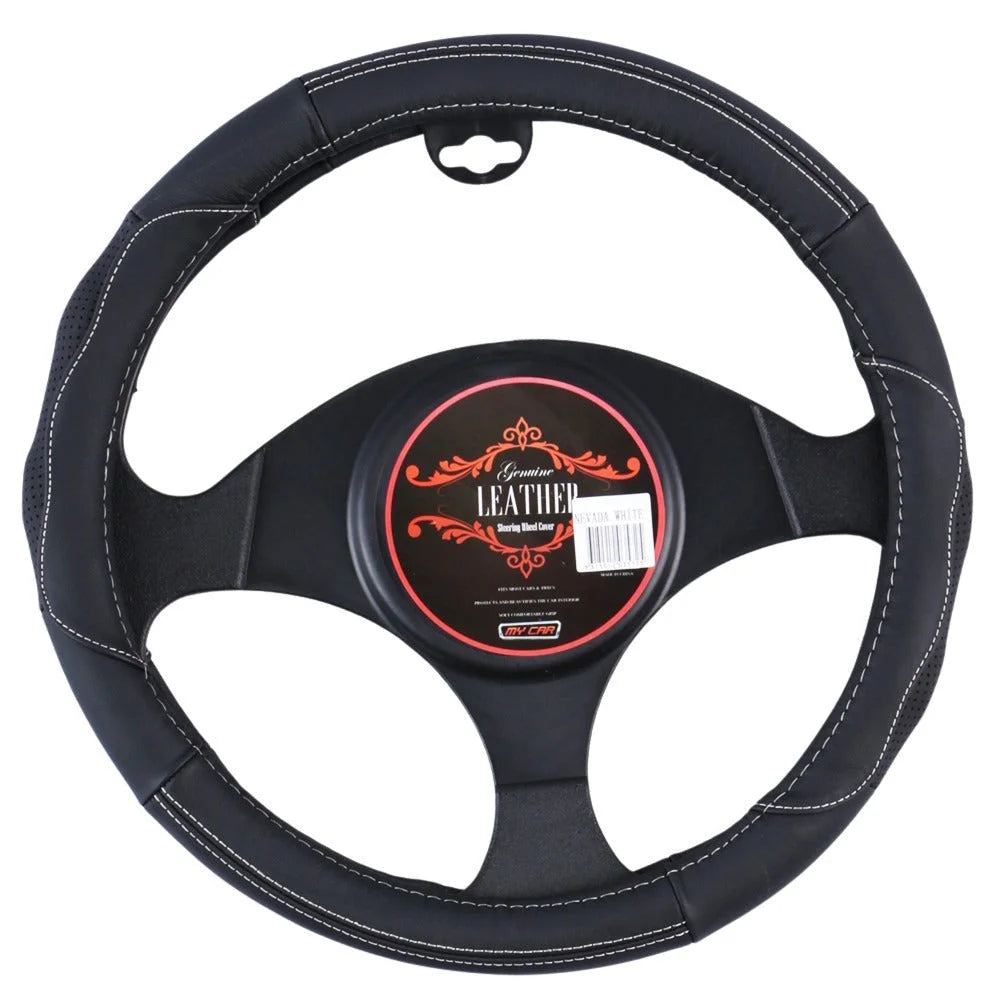 Steering Wheel Cover Nevada - Black/White [Leather]