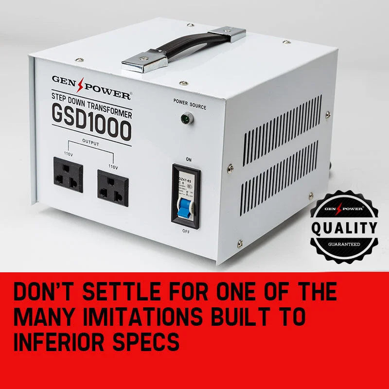 Step Down Transformer GENPOWER 1000W 240v-110v Voltage