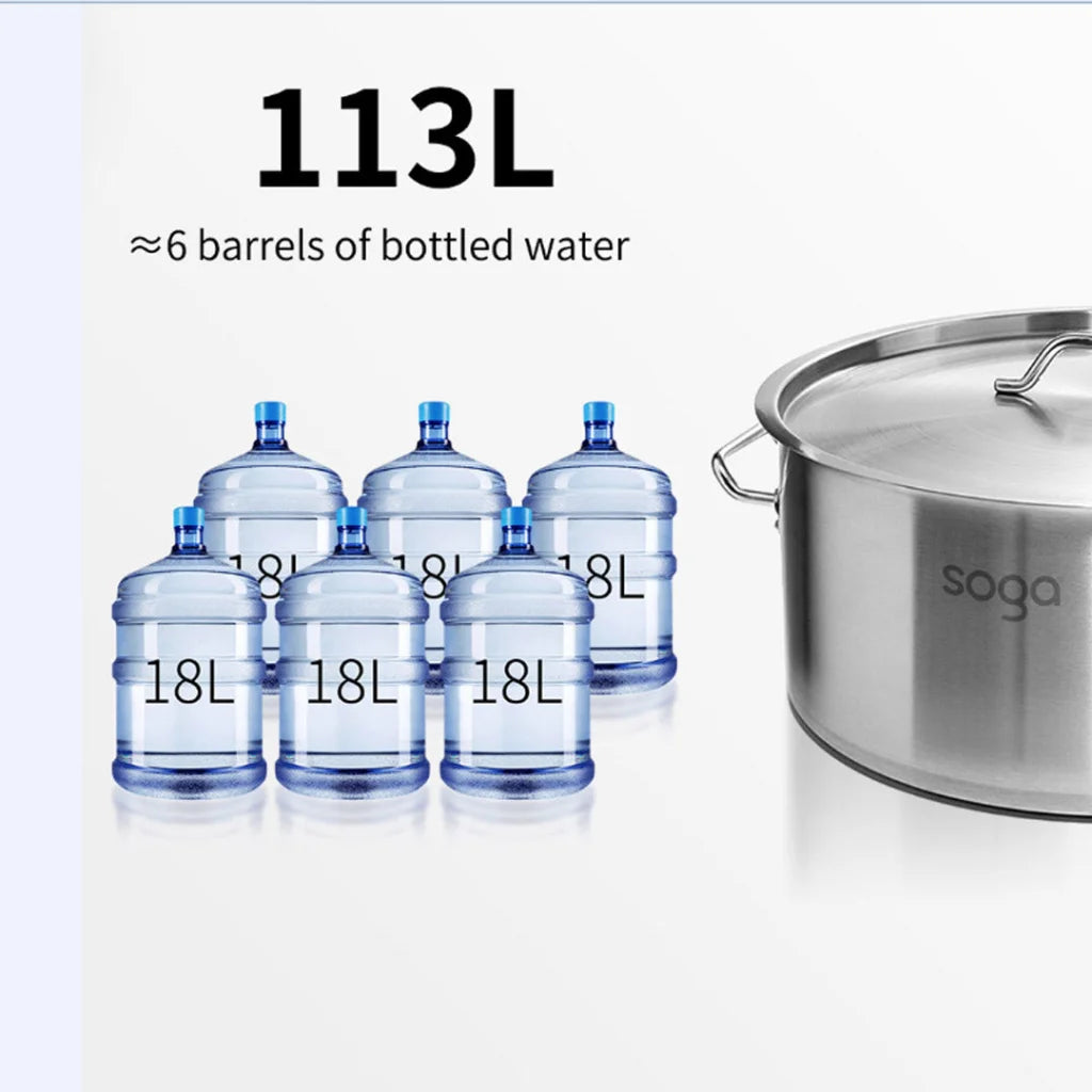 Stock Pot Premium 113L Top Grade Thick Stainless Steel 18/10 Without Lid
