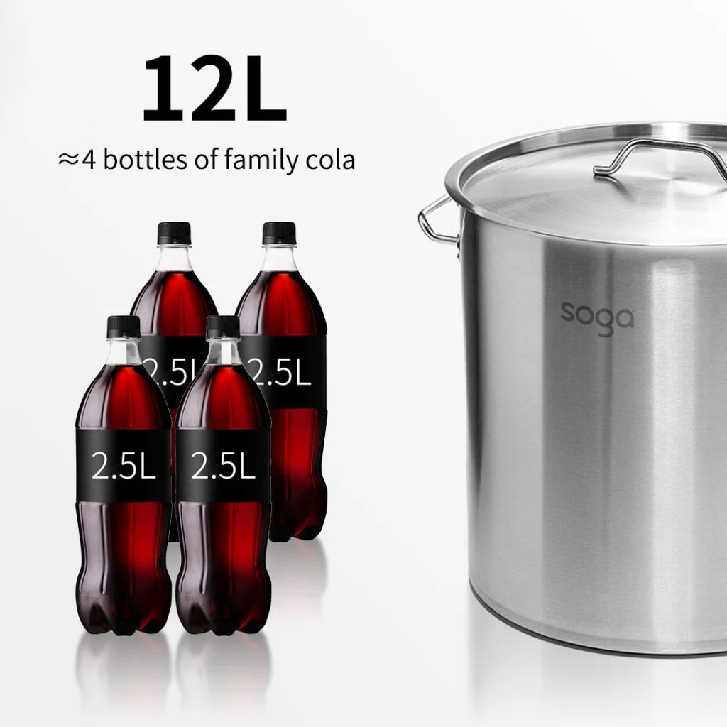 Stock Pot Premium 12L Thick Stainless Steel 18/10 Top Grade