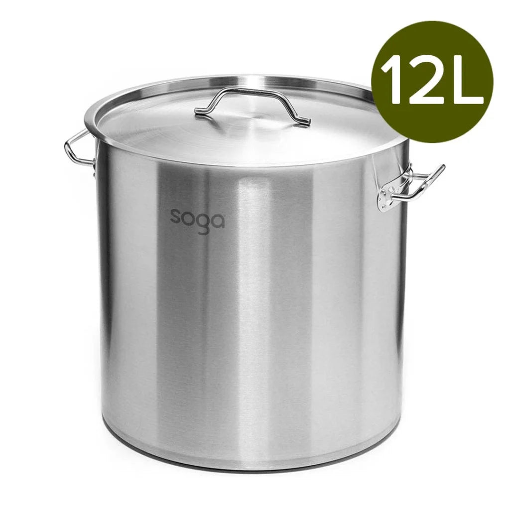 Stock Pot Premium 12L Thick Stainless Steel 18/10 Top Grade