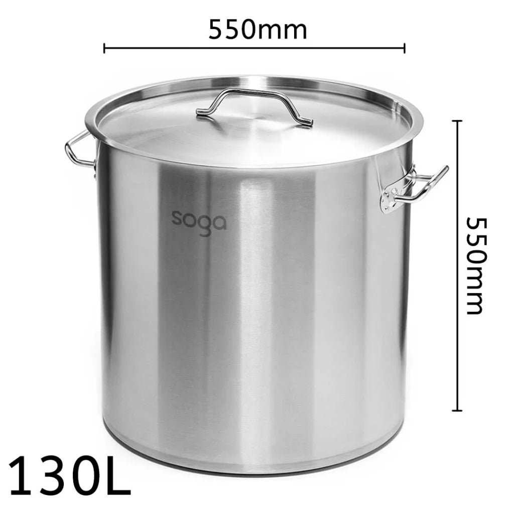 Stock Pot Premium 130L Thick Stainless Steel 18/10 Top Grade