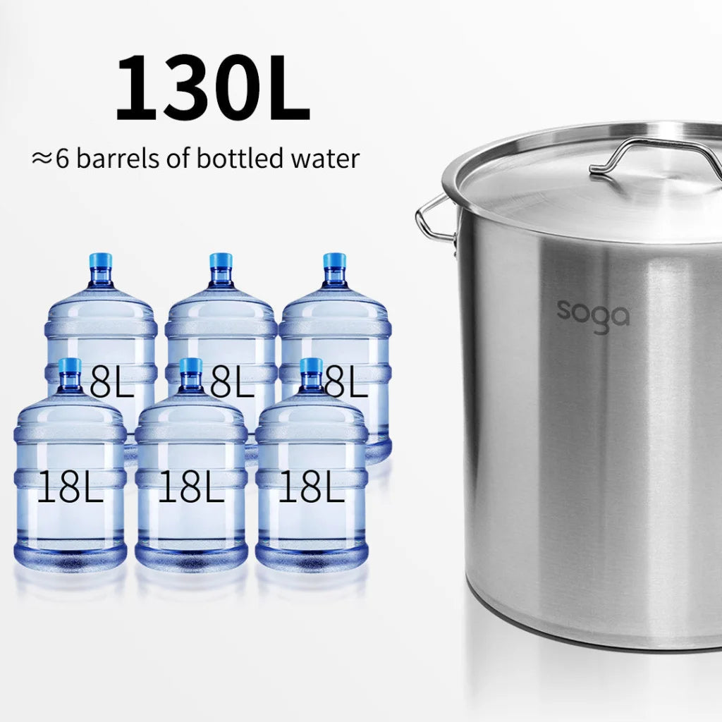 Stock Pot Premium 130L Thick Stainless Steel 18/10 Top Grade