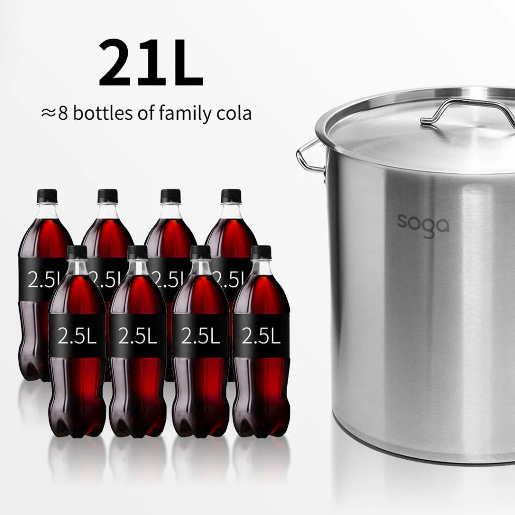 Stock Pot Premium 21L Thick Stainless Steel 18/10 Top Grade