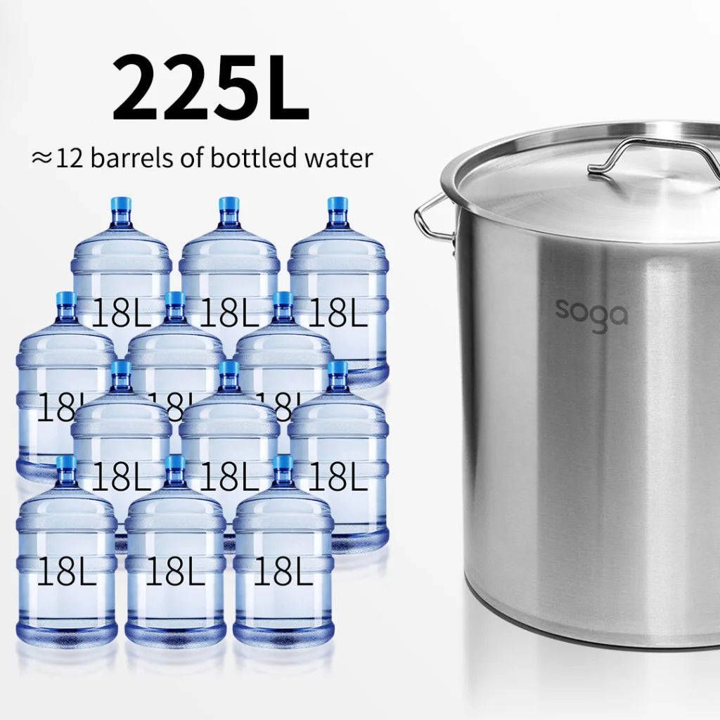 Stock Pot Premium 225L Thick Stainless Steel 60CMX80CM 18/10 Top Grade