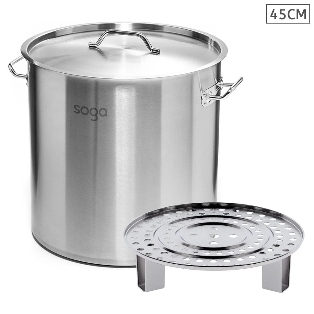 Stock Pot Premium 50L Stainless Steel with One Steamer Rack Insert Tray