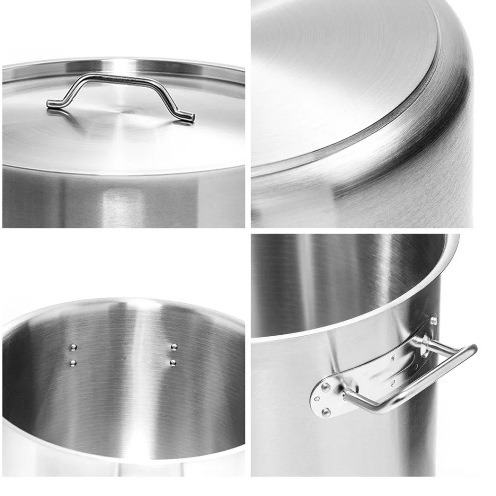 Stock Pot Premium 50L Stainless Steel with Two Steamer Rack Insert Tray