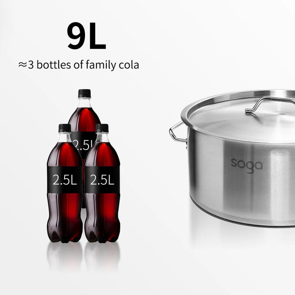 Stock Pot Premium 9L Thick Stainless Steel 18/10 Top Grade