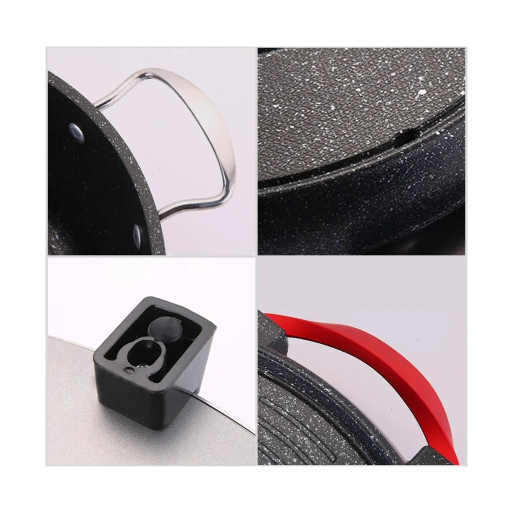 Stone Coated Grill Plate Set Premium 2X 2-in-1 Teppanyaki Steamboat Hotpot