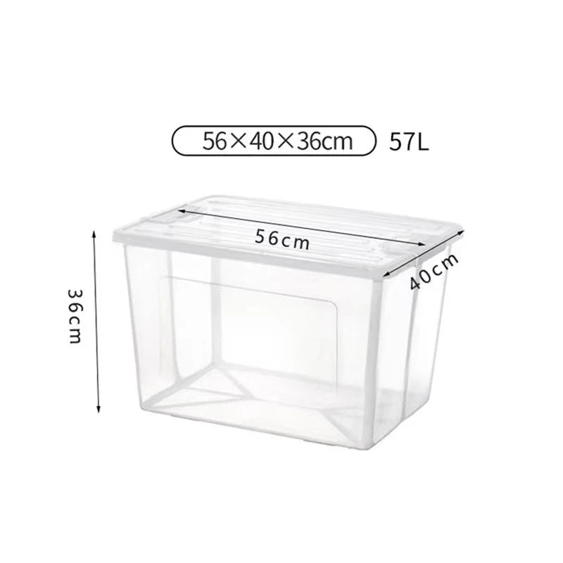 Storage Box 57L Collapsible Modular Clear Foldable with Lid