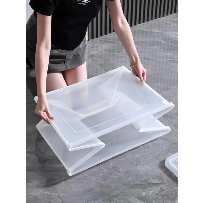 Storage Box 57L Collapsible Modular Clear Foldable with Lid