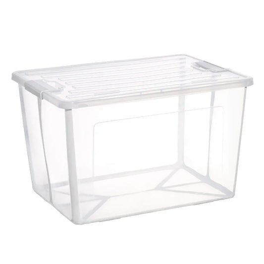 Storage Box 57L Collapsible Modular Clear Foldable with Lid