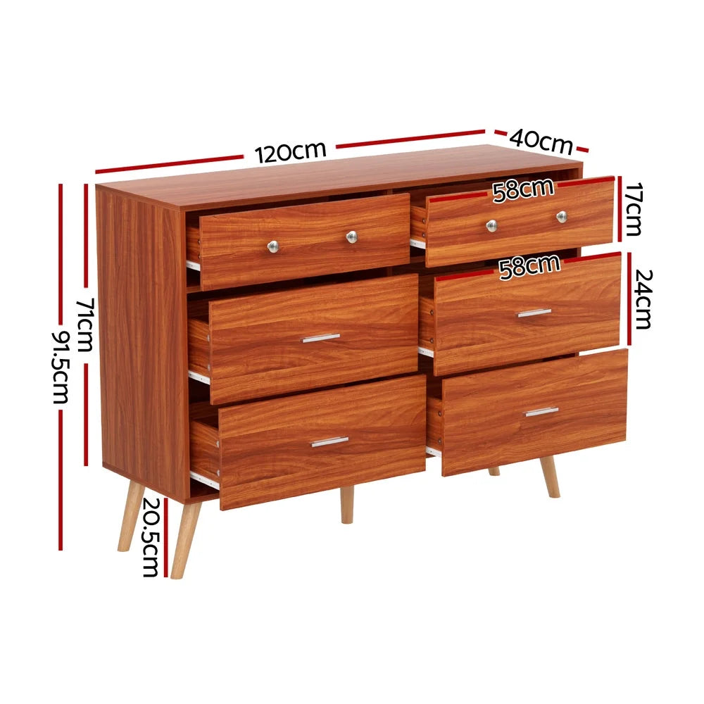 Storage Cabinet 6 Chest of Drawers - Walnut - Furniture