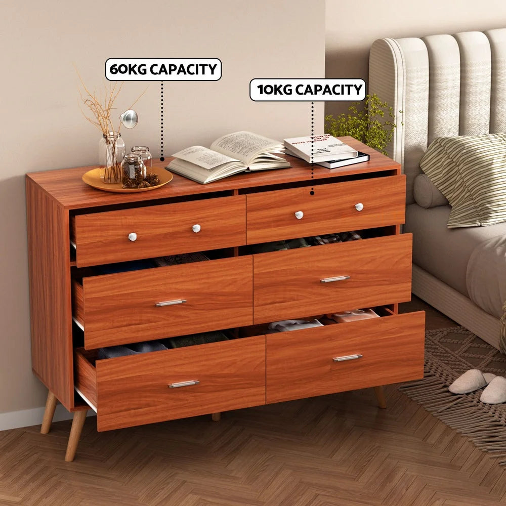 Storage Cabinet 6 Chest of Drawers - Walnut - Furniture