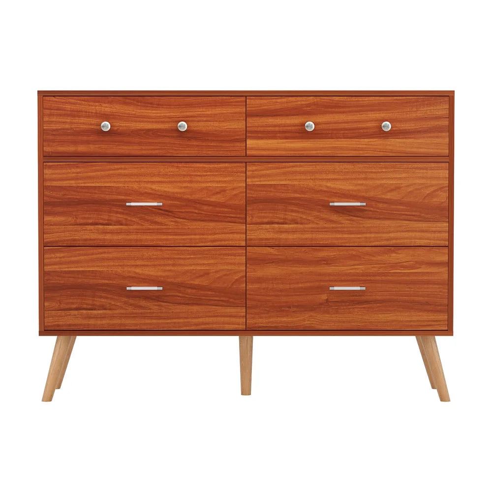 Storage Cabinet 6 Chest of Drawers - Walnut - Furniture