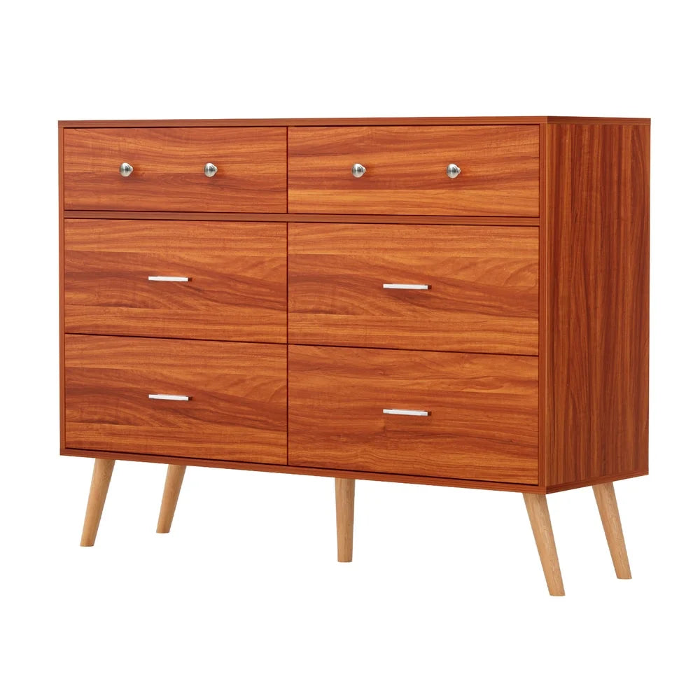 Storage Cabinet 6 Chest of Drawers - Walnut - Furniture
