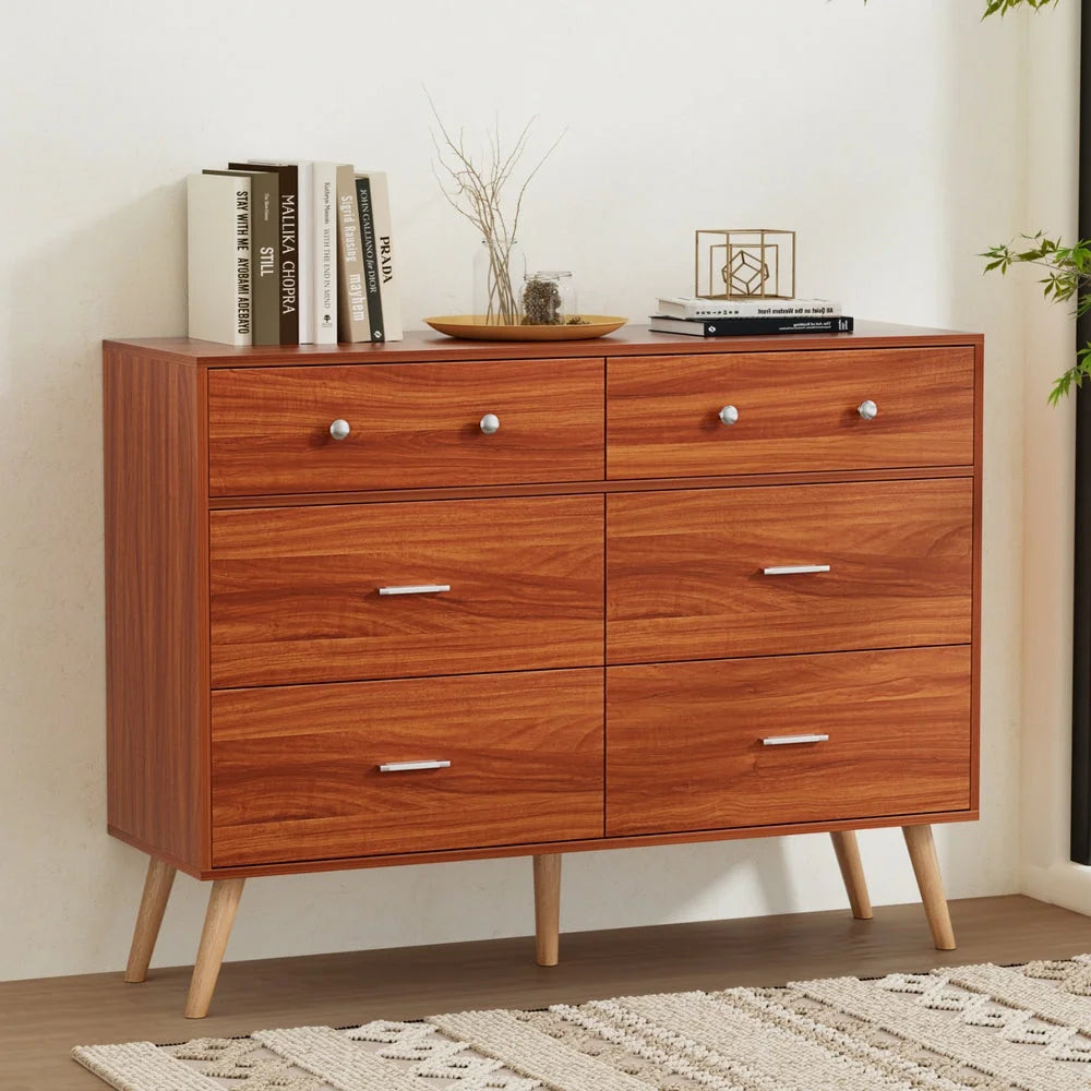 Storage Cabinet 6 Chest of Drawers - Walnut - Furniture