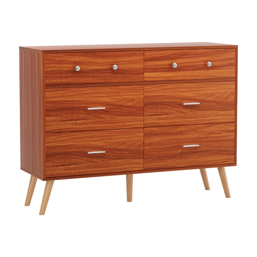 Storage Cabinet 6 Chest of Drawers - Walnut - Furniture